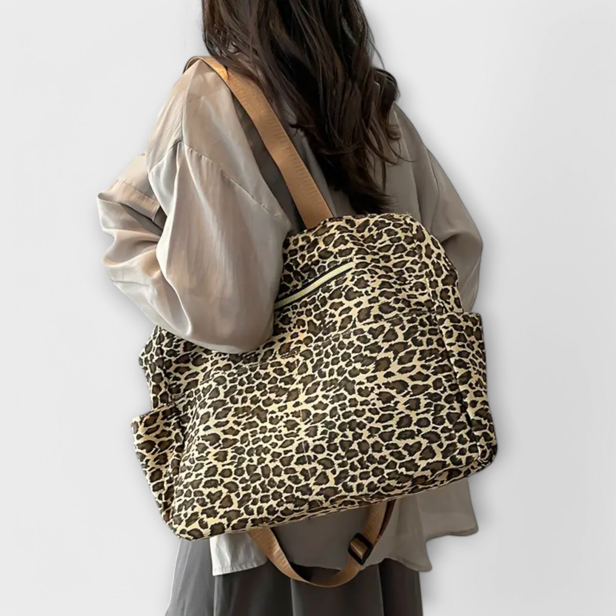 Płócienna torba crossbody w panterkę